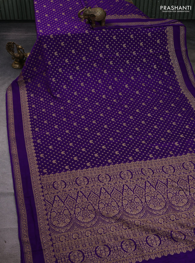 Violet Banarasi Crepe Saree