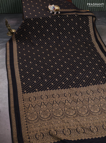 Black Banarasi Crepe Saree