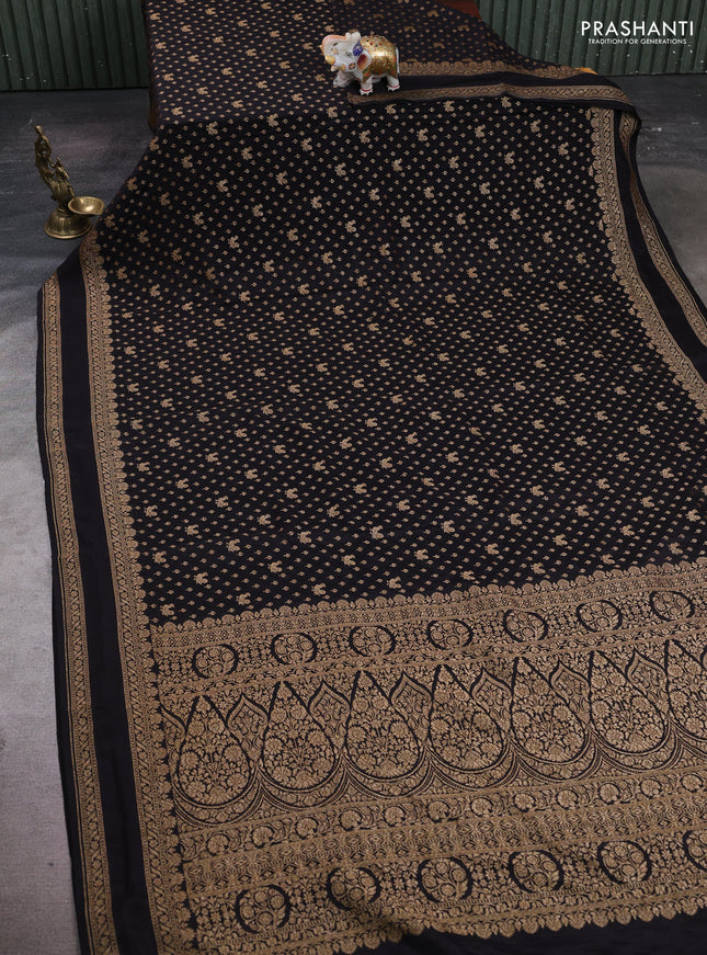 Black Banarasi Crepe Saree