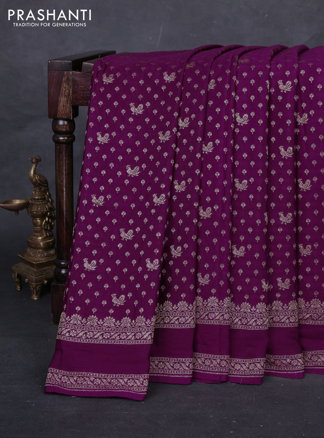 Purple Banarasi Crepe Saree