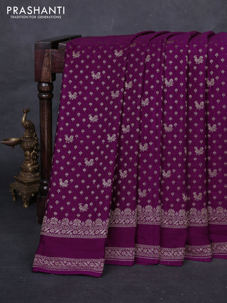 Purple Banarasi Crepe Saree