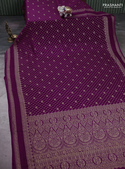Purple Banarasi Crepe Saree