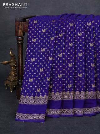 Blue Banarasi Crepe Saree
