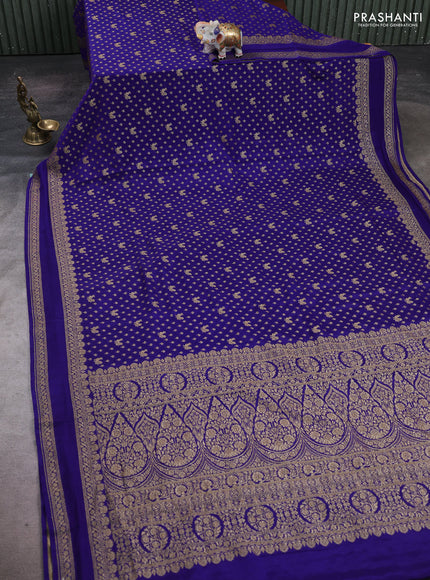 Blue Banarasi Crepe Saree