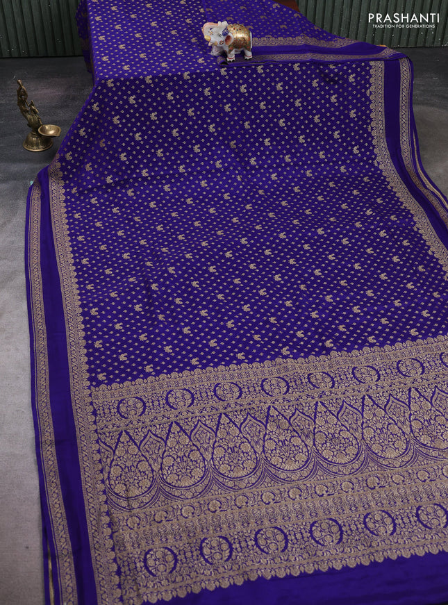 Blue Banarasi Crepe Saree