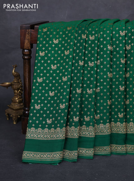Green Banarasi Crepe Saree