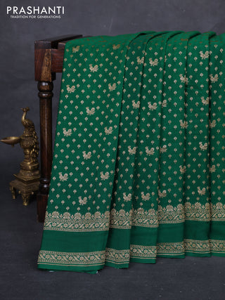 Green Banarasi Crepe Saree