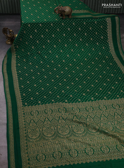 Green Banarasi Crepe Saree