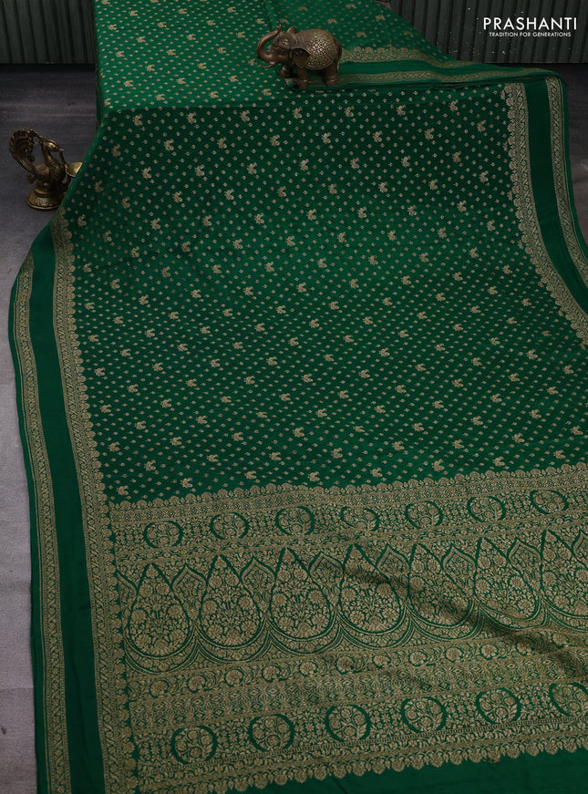 Green Banarasi Crepe Saree