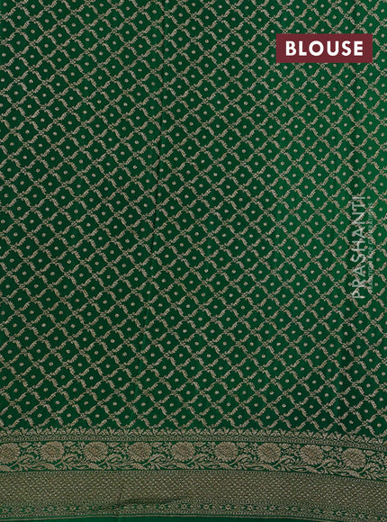 Pink & Green Banarasi Crepe Saree - Ganga Jamuna Border