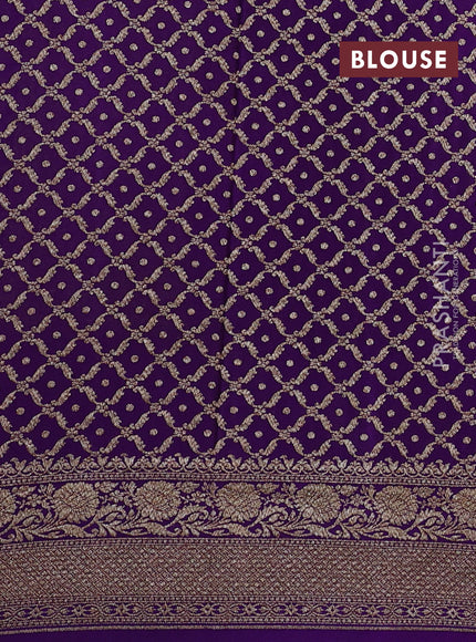 Lime Green & Purple Banarasi Crepe Saree
