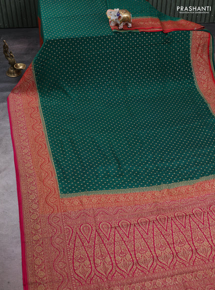 Green & Pink Banarasi Crepe Saree