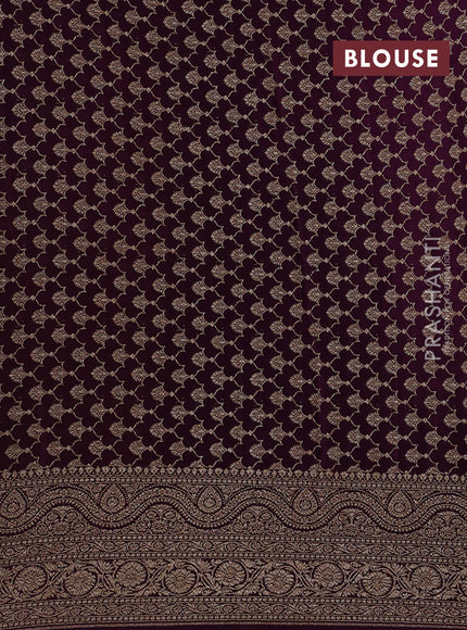 Mustard Yellow & Wine Banarasi Crepe Saree