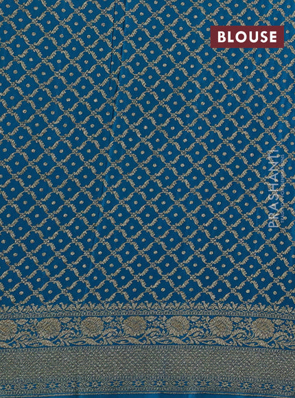Purple & Teal Blue Banarasi Crepe Saree