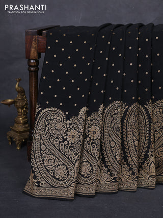 Black Banarasi Crepe Saree