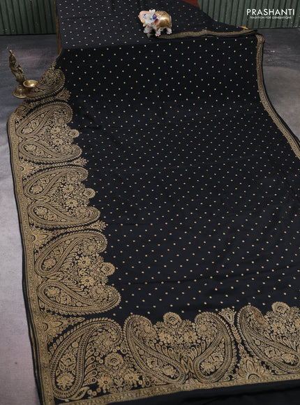 Black Banarasi Crepe Saree