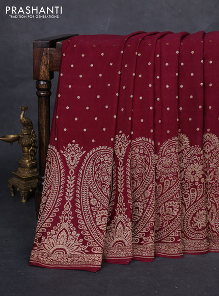 Maroon Banarasi Crepe Saree