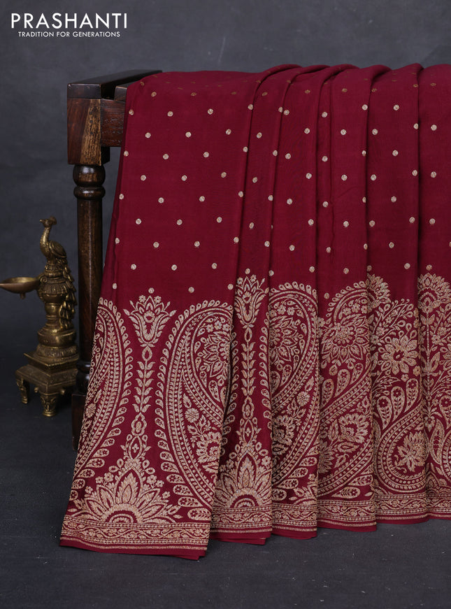 Maroon Banarasi Crepe Saree