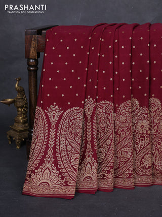 Maroon Banarasi Crepe Saree