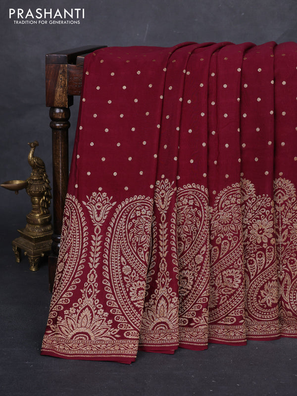 Maroon Banarasi Crepe Saree