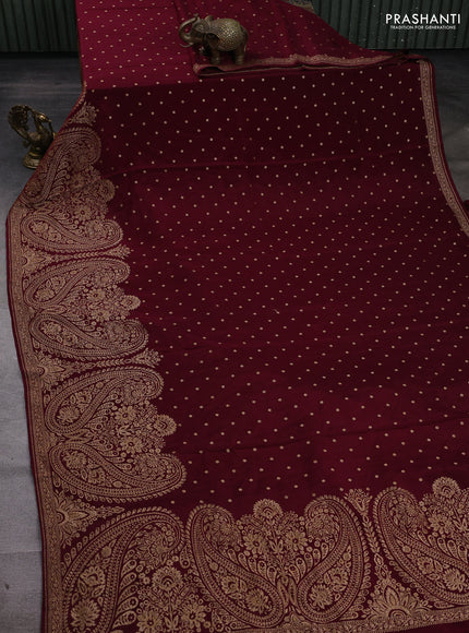 Maroon Banarasi Crepe Saree