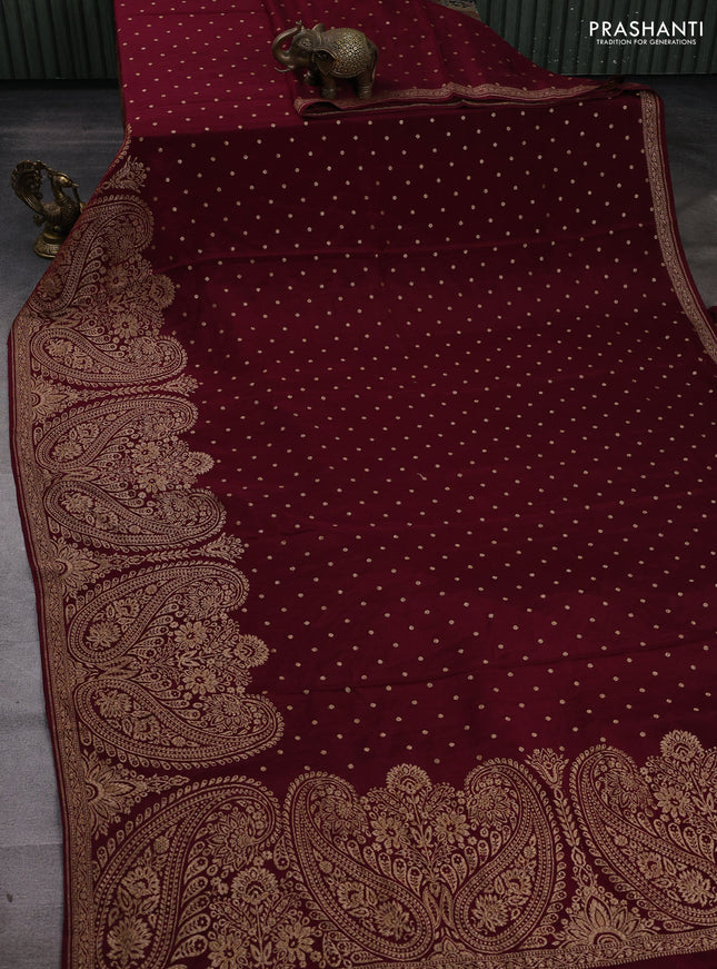Maroon Banarasi Crepe Saree