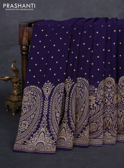 Navy Blue Banarasi Crepe Saree