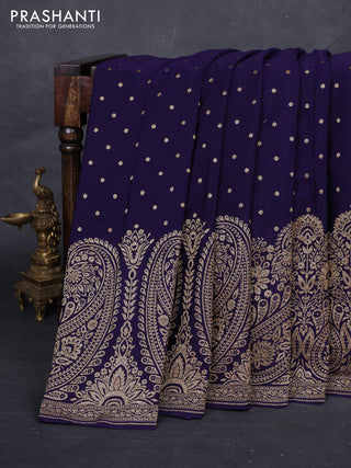 Navy Blue Banarasi Crepe Saree