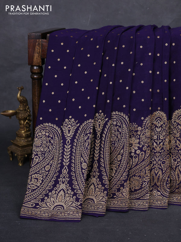 Navy Blue Banarasi Crepe Saree