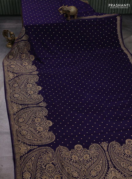Navy Blue Banarasi Crepe Saree