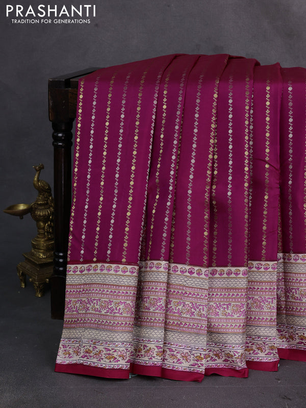 Pink & Beige Pure Kanchipuram Silk - Block Prints