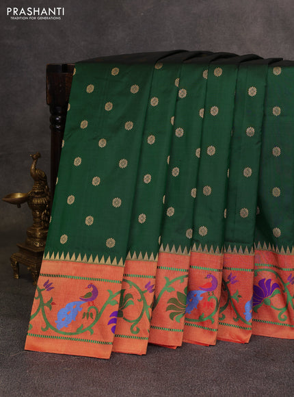 Green & Red Pure Paithani Silk Saree