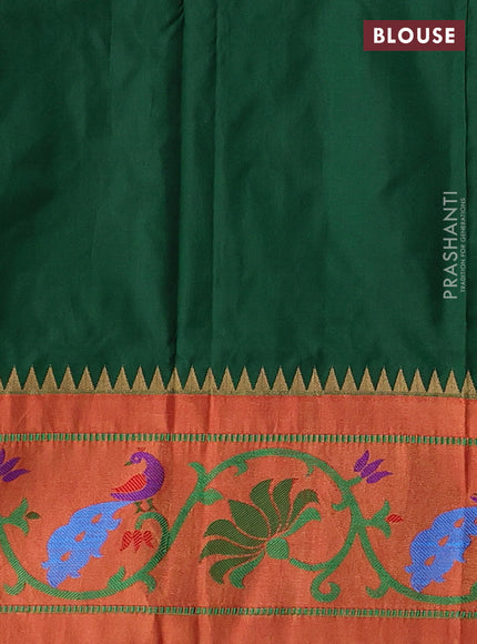 Green & Red Pure Paithani Silk Saree