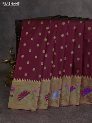 Wine & Red Pure Paithani Silk Saree