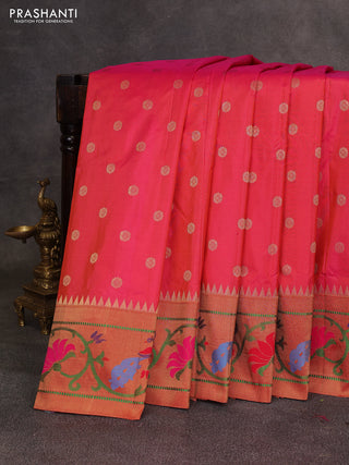 Pink & Red Pure Paithani Silk Saree
