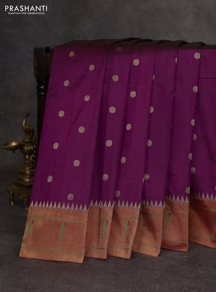 Purple & Red Pure Paithani Silk Saree