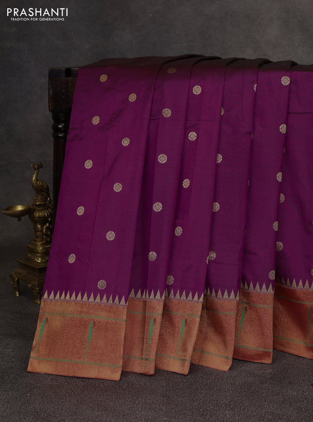 Purple & Red Pure Paithani Silk Saree