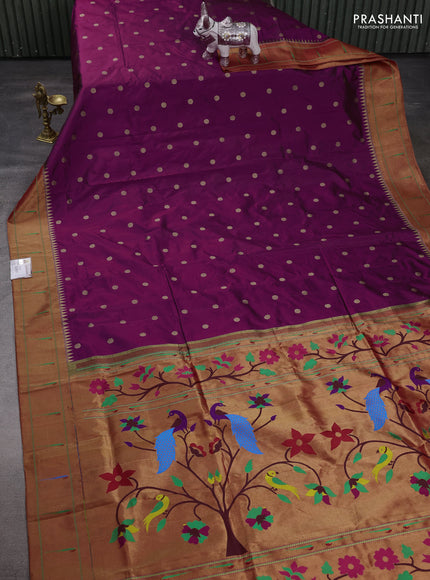 Purple & Red Pure Paithani Silk Saree