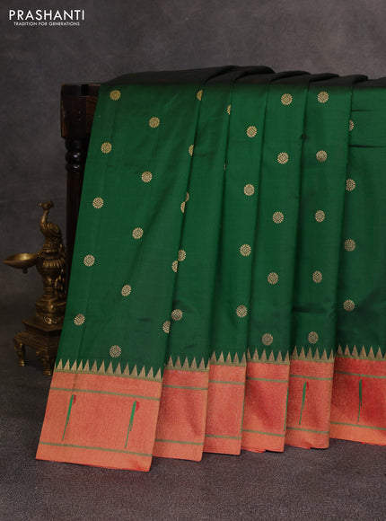 Green & Red Pure Paithani Silk Saree