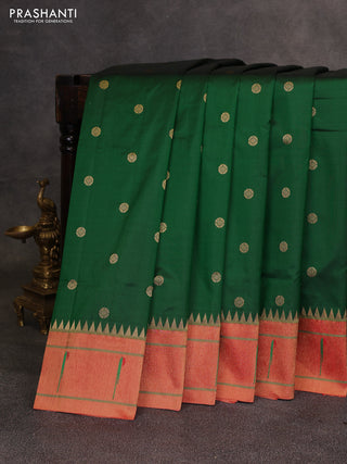 Green & Red Pure Paithani Silk Saree