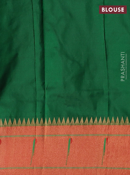 Green & Red Pure Paithani Silk Saree