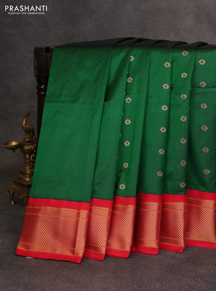 Green & Red Pure Paithani Silk Saree