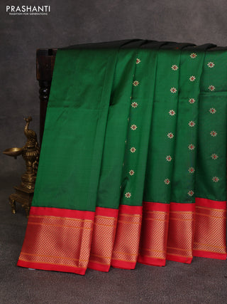 Green & Red Pure Paithani Silk Saree