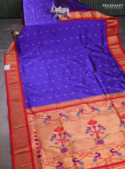 Violet & Red Pure Paithani Silk Saree