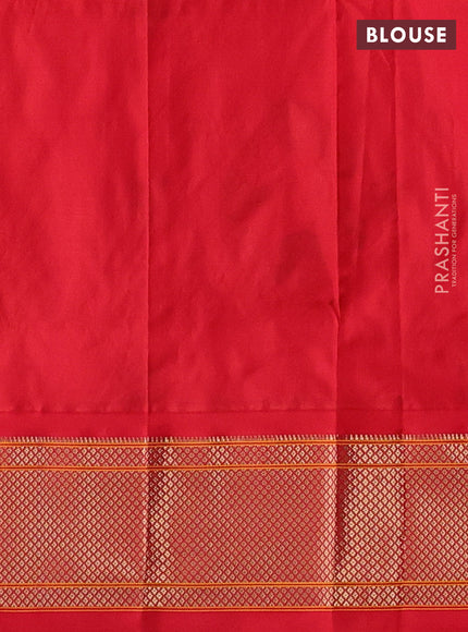 Cream & Red Pure Paithani Silk Saree
