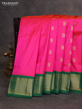 Pink & Green Pure Paithani Silk Saree