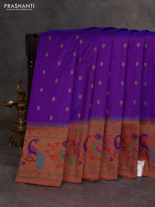 Purple & Red Pure Paithani Silk Saree
