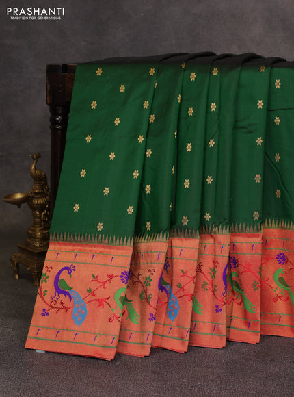 Green & Red Pure Paithani Silk Saree