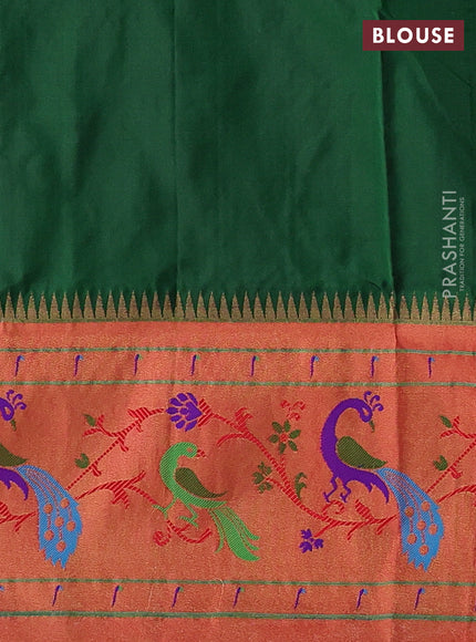 Green & Red Pure Paithani Silk Saree