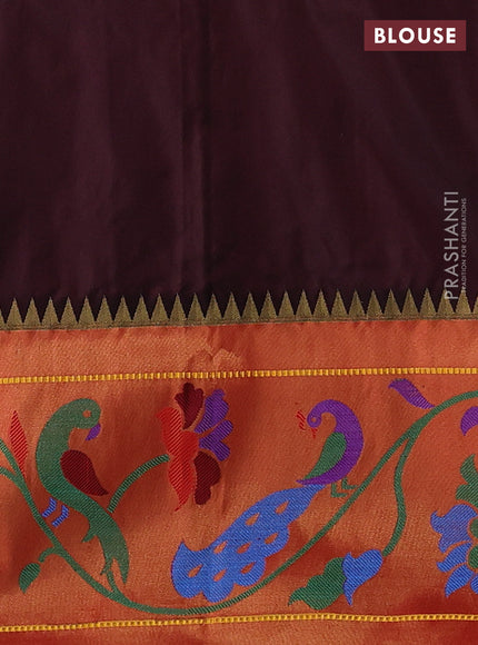 Coffee Brown & Red Pure Paithani Silk Saree